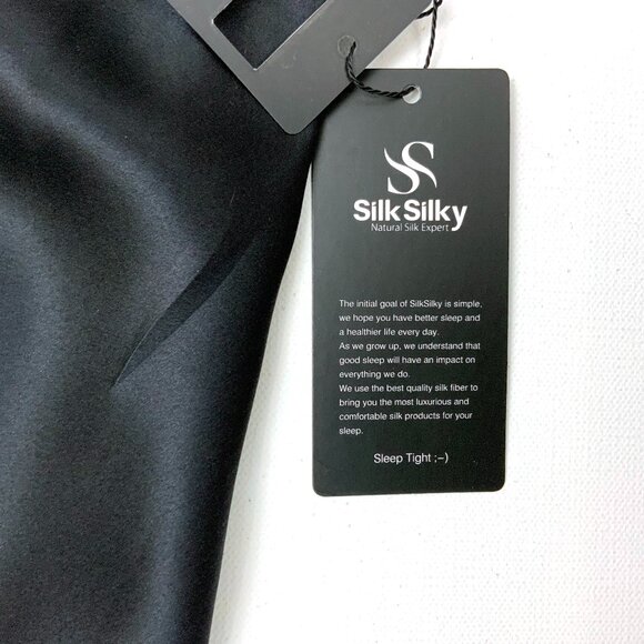 New SilkSilky 100% Silk Black Slip Dress Adjustible Straps Sz M - Picture 4 of 16